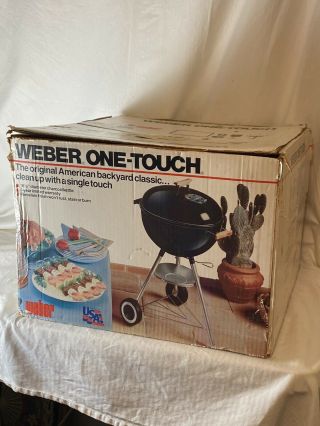 Vntg.  Weber One Touch 18.  5 " Charcoal Kettle Grill,  Open Box,  Rare
