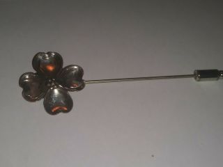 925 Sterling Silver - Vintage Antique Four - Leaf Clover Pin