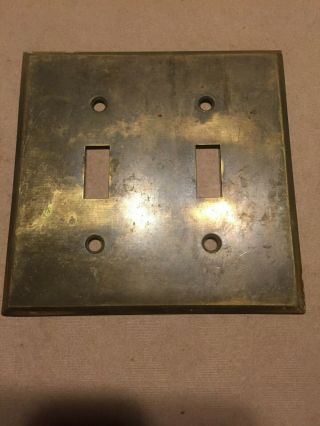 Vintage Plain Bryant Solid Brass 2 Gang Switch Cover Wall Plate.  040 Thick