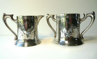 Vintage Hand - Hammered Silver Plate Sugar And Creamer