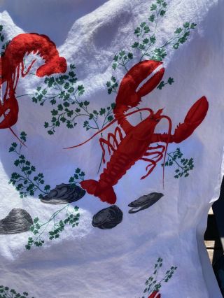 Vtg Big Rare Bright Red Lobsters Wilendur Tablecloth Clams 53” X 68”