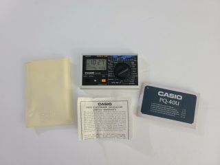 Vintage Casio Quartz World Time Pocket Travel Size Alarm Pq - 40u
