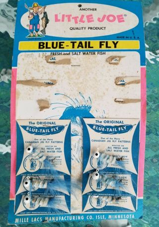 Vintage Fishing Lures Store Display Little Joe Blue - Tail Fly Jombu Millie Lacs