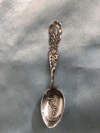 Antique Sterling Silver Souvenir Spoon: 1901 Pan American Exposition,  Buffalo Ny