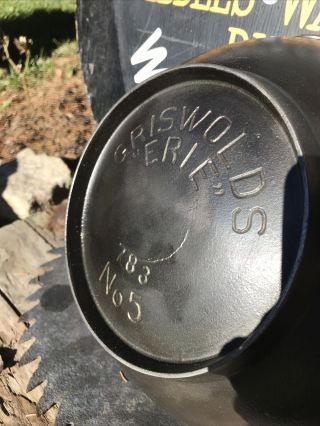 Very Rare “griswolds Erie”cast Iron No.  5 Deep Dish Bowl 783