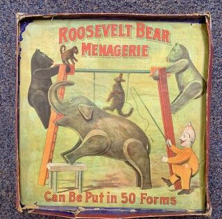 Very Rare Roosevelt Bears Menagerie Toy Game / Teddy " B " & Teddy " G " W/box 1907
