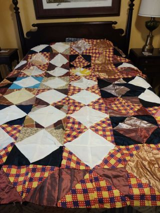 Vintage Hand Made Diamond - Square Quilt Top - 62x78