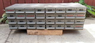 Vintage Equipto Rare 32 Drawer Metal Parts Cabinet 12 " D - Dividers Usa Ea