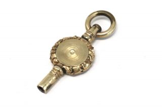 A Fine Antique Victorian Gold Cased Carved Watch Key Pendant 24272