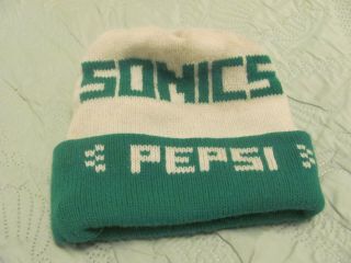 Nba Seattle Sonics Vintage Sports Specialties Knit Hat Beanie Cap Pepsi Rare