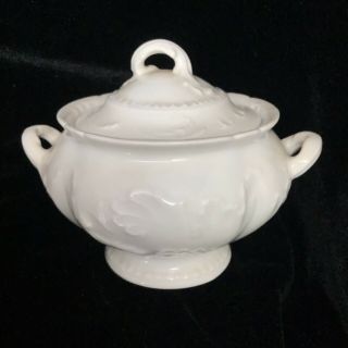 Antique Theo Haviland Limoges France White Porcelain Lidded Sugar Bowl
