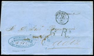 Sc031 Spain Antilles 1857.  Cover Habana To Spain Bertrand Worwarded In Blue Rare