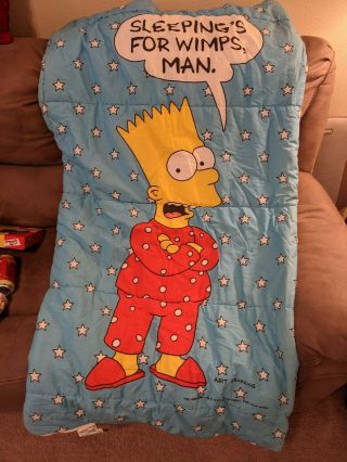 Bart Simpson Sleeping Bag Vintage And Rare 1990
