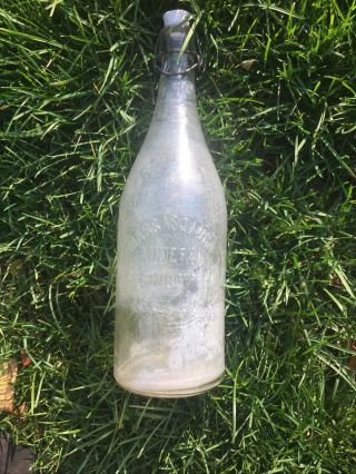 Rare - Large“ Massassauca” Mineral Spring Water Bottle Erie Pa.  With Glass Stopper