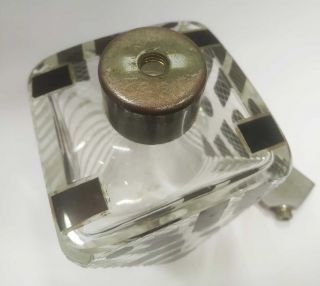 Ultra Rare Vintage Art Deco Perfume Bottle Bohemian Czech Republic Black Enamel 3