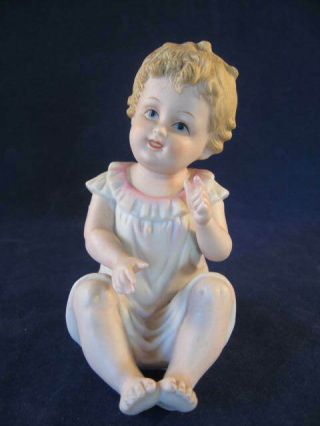 Vintage Victorian German Bisque Piano Baby Girl 4 1/2 " High Figurine 7534