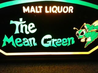 Rare Vintage 1985 Mickey ' s Malt Liquor Mean Green Bee Beer Lighted Wall Sign 3