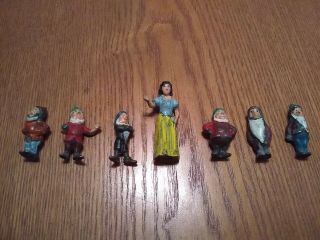 Rare Vintage Cast Iron Snow White And The " Six Dwarves "