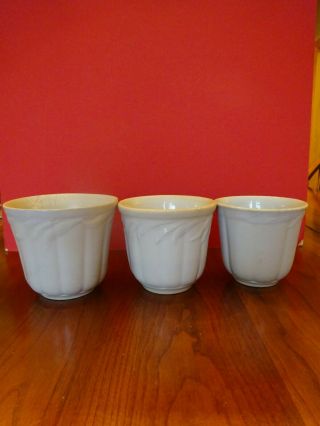 3 Circa 1800’s Antique White Ironstone Handless Cup Wheat Pattern