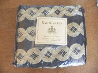 Ralph Lauren " Embassy " Rare Twin Duvet Cover - 280 Sateen - Black & Cream - Art Deco