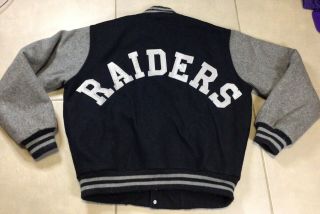 Vtg Men’s Chalkline Oakland Raiders Sz L Jacket Rare Wool Varsity Letterman 80s