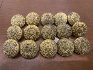 15 Antique Rare & Obsolete Horstmann 1 " Brass Philadelphia Police Coat Buttons