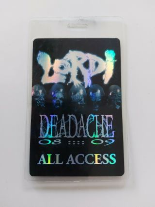 Rare Lordi Laminated Backstage Pass Deadache Tour 2008 - 2009