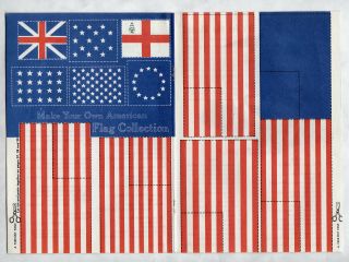 Vintage Make Your Own American Flag Cut - Outs Page 1965 Uncut/colonial Flag,