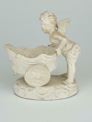 Good Antique English Biscuit Figural Group Cupid & Cart,  Creamware Glaze C1820