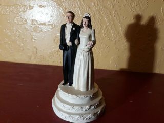 Vintage Wedding Cake Topper Coast Novelty Co 318 Bride Groom 1941 Chalk Ware?