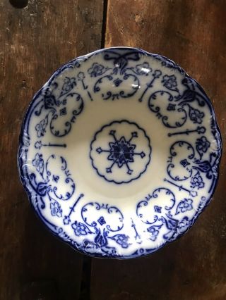 Antique Flow Blue Wharf Pottery 9” Round Vegetable Bowl Conway Pattern