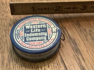 Antique Advertising Tape Measure - Western Life Indemnity Co.  Chicago,  Ill.