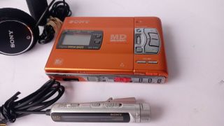 SONY MD Walkman MZ - R50 Portable Minidisc Recorder RARE ORANGE VERSION 1 2