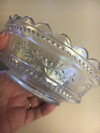 Antique Northwood Carnival Glass " Peacock At The Fountain " White Berry Bowl