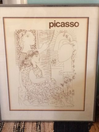 Rare Vintage Pablo Picasso “two Dressed Models” Framed Art Print 28” X 34”