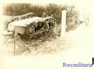 RARE US Soldier by KO ' d German Pzkw.  III Panzer Tank Flipped on its Back 2