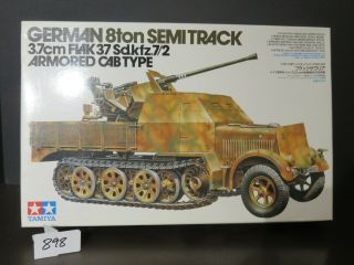 Rare Tamiya Niob German 8ton Semi Track 3.  7 Cm Flak Sd.  Kfz.  7/2 1/35 Kit 898