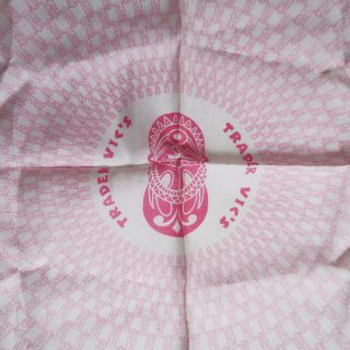 Rare Trader Vics Vintage Souvenir Silk Rayon Tiki Pink Scarf Japan