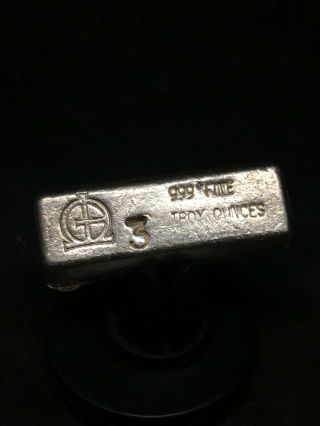 M & B Mining Omega 3 Troy Ounces 999,  Fine Silver Bar Rare Vintage Poured Ingot