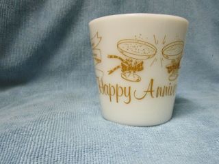 Rare Vintage Pyrex Happy Anniversary Milk Glass Mug