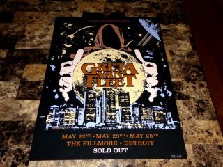 Greta Van Fleet Rare Detroit Fillmore Concert Show Poster 2018 Tour Authentic