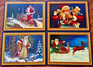 Rare - Retired Christopher Radko Vintage Set Of 4 Santa Placemats -