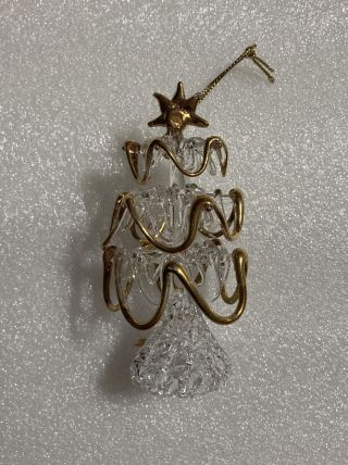 Vintage Silvestri Hand Spun Blown Glass Christmas Tree Ornament W/gold Trim