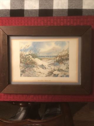 Rare Vintage Virginia Fouche Bolton Seaside Watercolor Print Signed And Framed