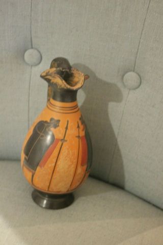 Antique Egyptian Skyphos Painted Figural Clay Ceramic Pitcher Rare