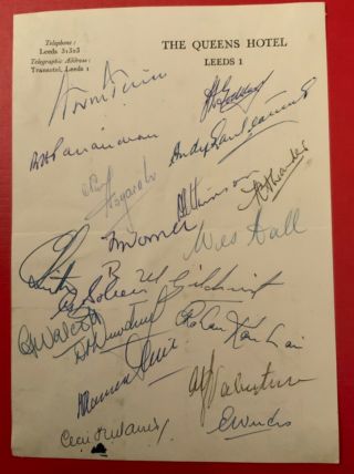 Cricket - West Indies Fully Signed Team Sheet 1957 U.  K.  Tour Rare