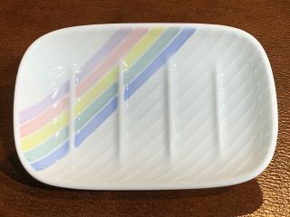 Retro 1980s Andre Richard Calypso Rainbow Pastel Porcelain Bath Soap Dish