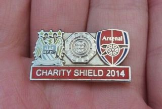 Manchester City V Arsenal Charity Shield 2014 Pin Badge Rare Vgc