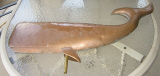 Large Antique England Hand Hammered Copper Whale Weathervane - Rare