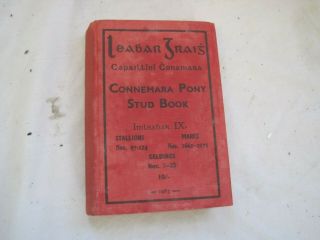 Vintage Rare Antique Hardback Book - Connemara Pony Stud Book From 1963